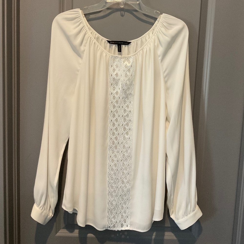 Ivory Silky Lace Trimmed Blouse